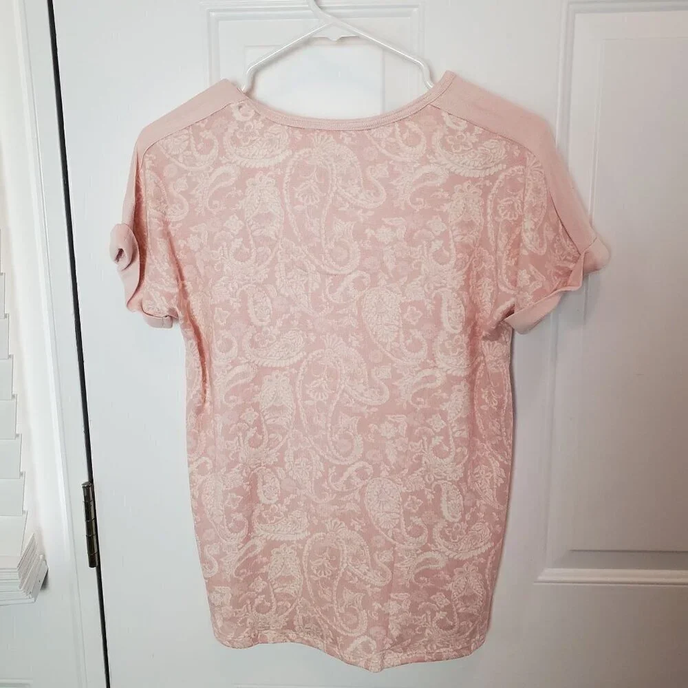 Lucky Brand Sleep Shirt Womens Small Pink Floral Paisley Short Sleeve Super Soft